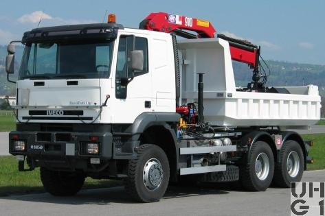 IVECO EuroTrakker MP 380E 48W, Lastwagen/Sattelschlepper WA Int Seilw Kran Muldenki 5,7 m³ 6x6 gl, Bild Armasuisse