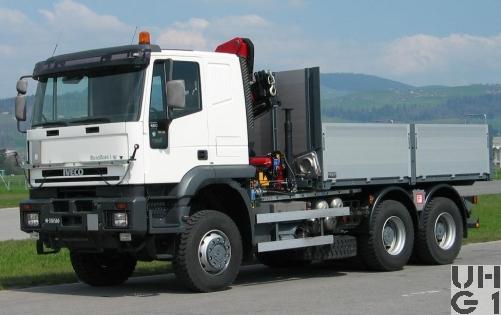 IVECO EuroTrakker MP 380E 48W, Lastwagen/Sattelschlepper WA INT Seilwinde Kran 10,9 t 6x6 gl, Bild Armasuisse