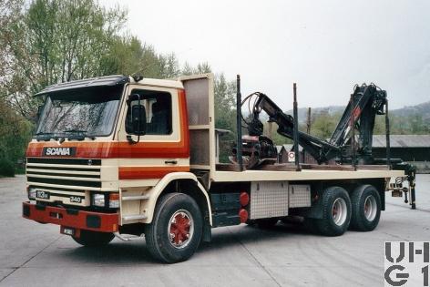 Scania 113 H 340 P113 HL, Holztransportwagen mit Heck Ladekran, Foto Josi Zbinden