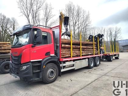 Iveco X-Way AD300X48ZP, Lastw Verw Holztrsp/Kran 9,5 t 6x4