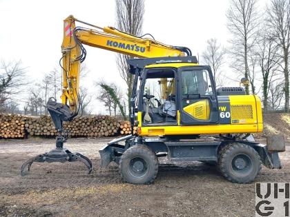  Komatsu PW 160-7 EO mit Holzgreiffer, Bagger GG 18 t 4x4 