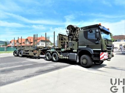  IVECO Trakker AT380T50WT/P, Sattelschl sch Langmat/ Holzkr 6X6 gl Mfz