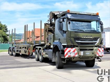  IVECO Trakker AT380T50WT/P, Sattelschl sch Langmat/ Holzkr 6X6 gl Mfz