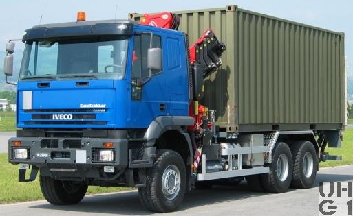 IVECO EuroTrakker MP 260E 44W/P, Lastw für WA 10 t Ladekran 6x6 gl für ISO Container 1C